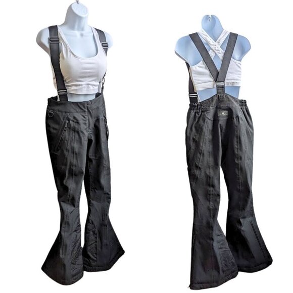 2009 ADIDAS by STELLA MCCARTNEY Black Recco Slim Fit Flared Ski Bibs Size 36 S/M - Picture 1 of 11